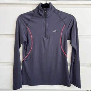 Champion grey and orange women's quarter zip long sleeve activewear top size xs